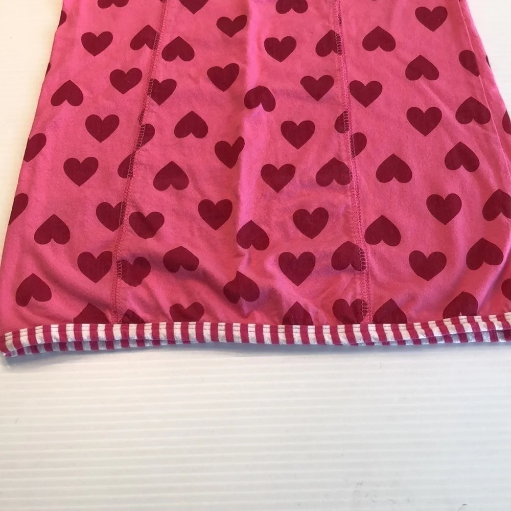 Pink Cotton Short Sleeve Dress Red Hearts Candy Stripe Accent Little Girl's 4/5